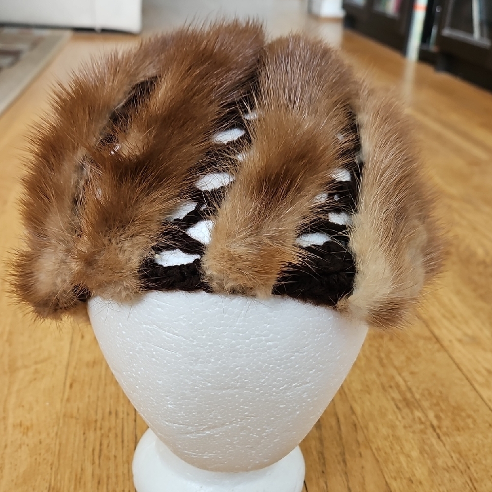 Vintage Fur And Crochet Hat